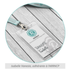 badge Isabelle Vaneste adhérente Syndicat des réflexologues reconnu RNCP