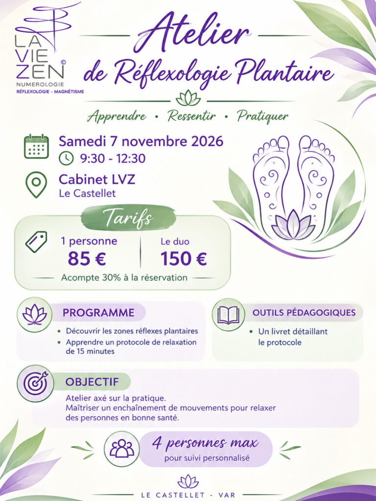 Affiche de l’atelier de réflexologie d’Isabelle vaneste
